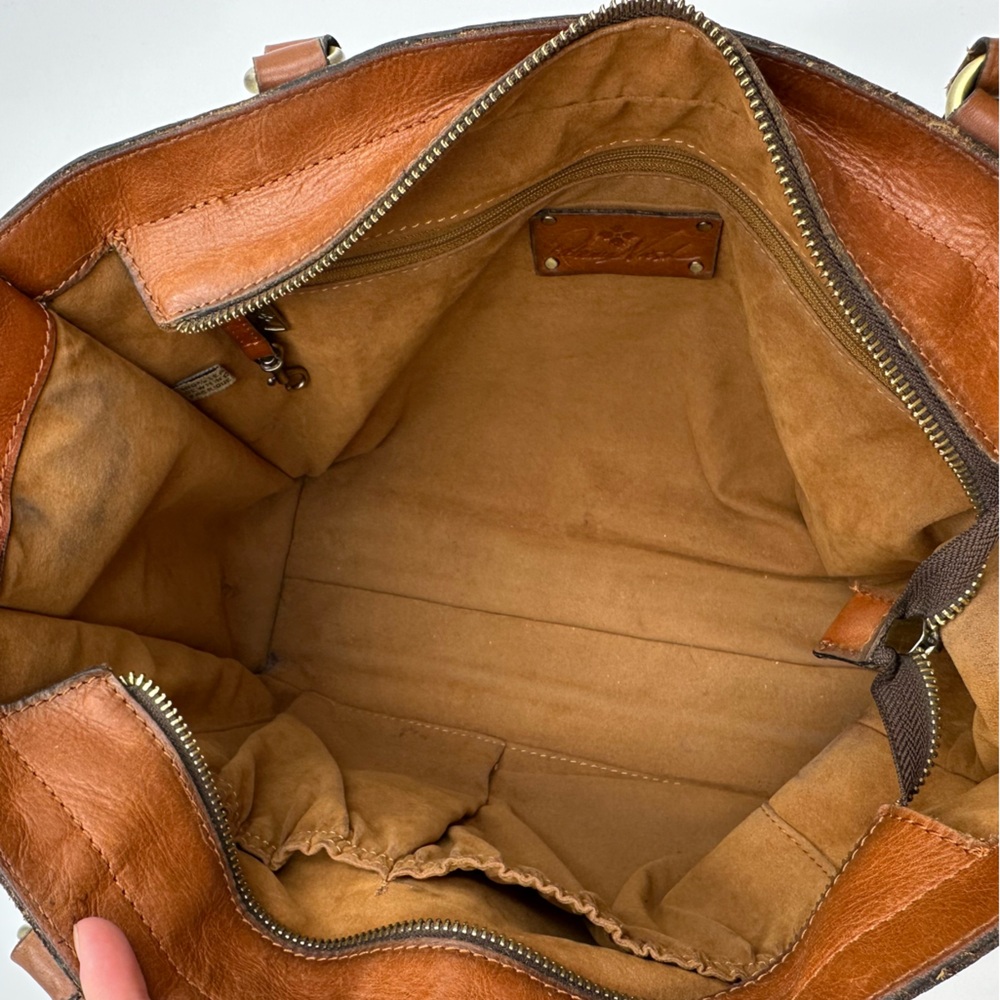 Patricia Nash Zancona Cracked Rose Leather Tote Satchel - Picture 10 of 13